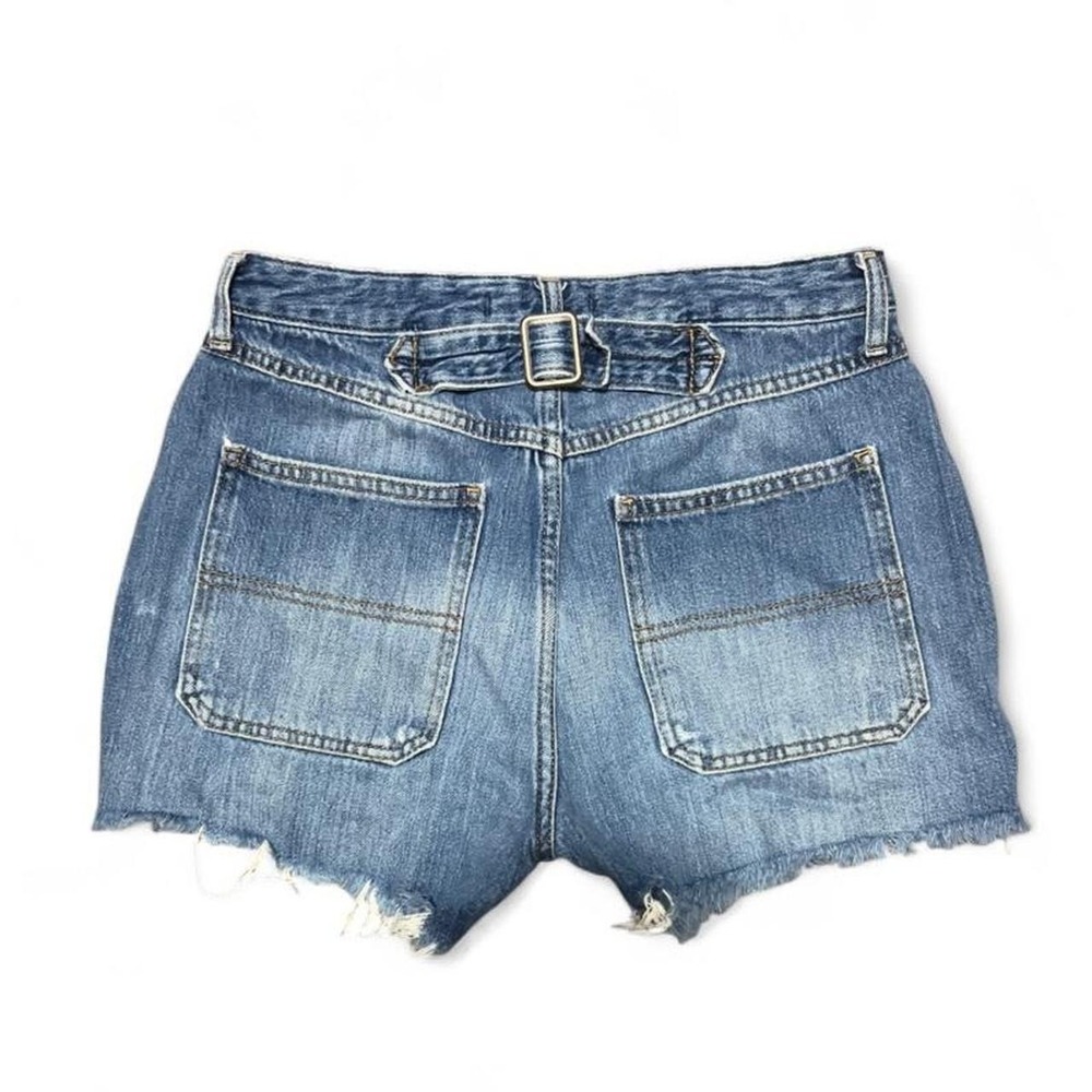 Free People Denim Shorts w/ Buckle Cut Off High Rise Size 28 Festival Boho